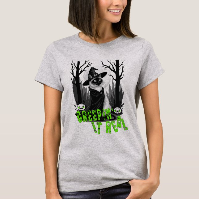 Creepin' It Real with My Witchy Cat T Shirt (Framsida)