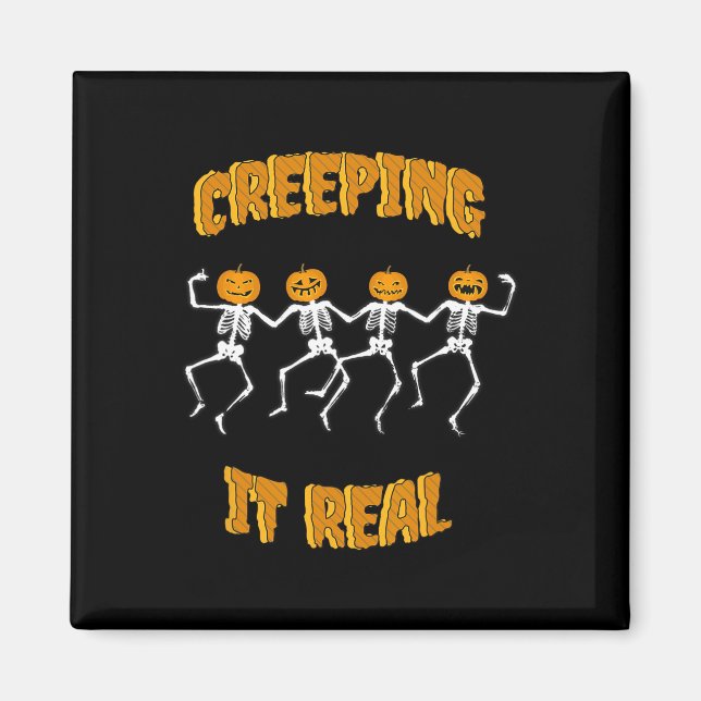 Creeping it Real Skeleton Halloween Jack'o Lantern Magnet (Framsidan)