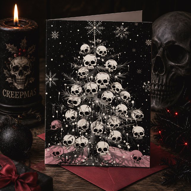Creepmas Dödskalle Julgran Spöklik Gothic Kort (Skapare uppladdad)