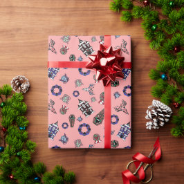 Creepmas Mönster w/ Döskallar, hemsökt hus, Wreath Presentpapper