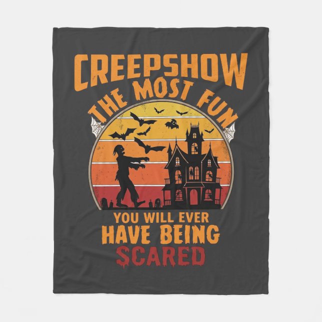 Creepshow Halloween Zombie Spökhus Solnedgång Ba Fleecefilt (Framsidan)