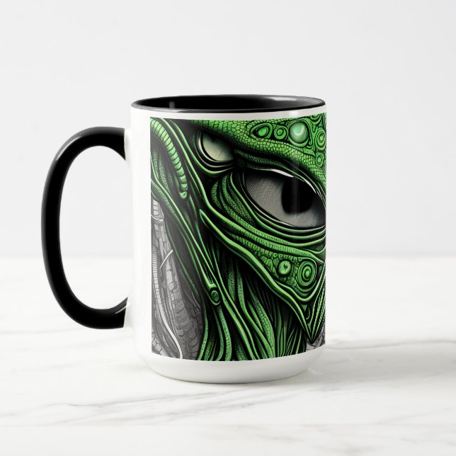 Creepy Abstrakt Alien Mugg (Vänster)