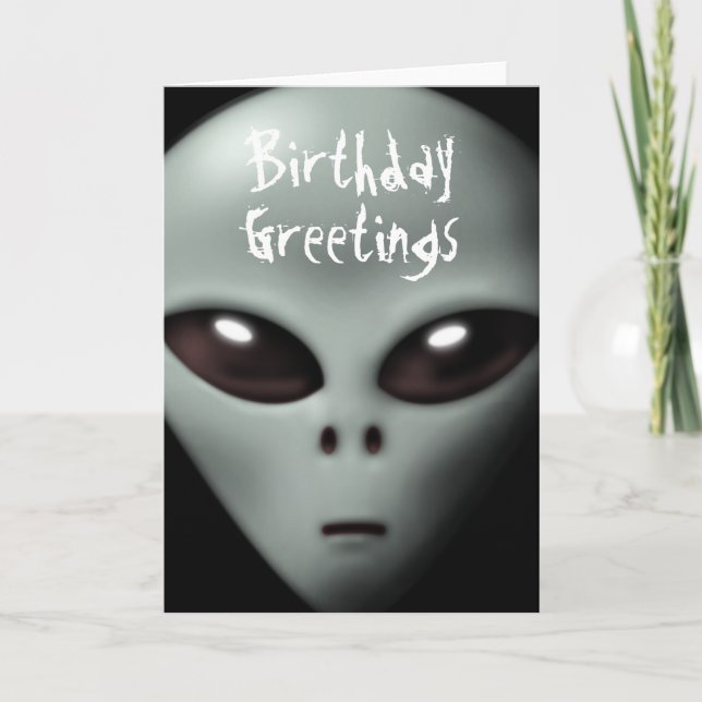Creepy Alien Birthday Card Kort (Framsida)