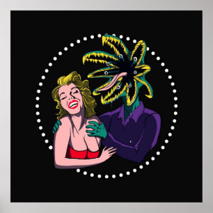 Creepy Anime Parasite monster och flickdesign Poster