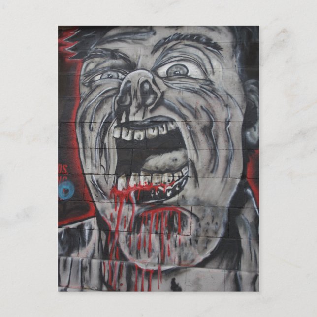 Creepy Ansikte Graffiti Vykort (Framsida)