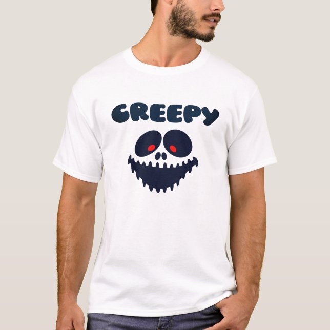 Creepy Ansikte Halloween fest för manar T Shirt (Framsida)