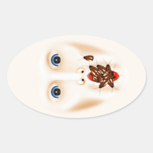 Creepy Ansikte med kuperad mun brutto Halloween Ovalt Klistermärke