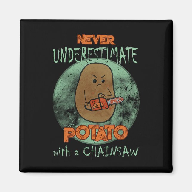 Creepy Arg Potato Chainsee Horror Movie Älskare H Magnet (Framsidan)
