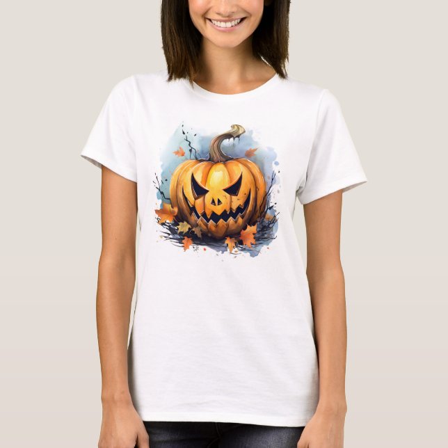 Creepy Autumn Jack-o-lantern T Shirt (Framsida)