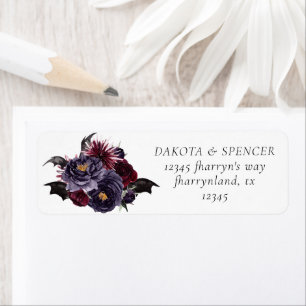 Creepy Benice Mörkens Blommigt och Fladdermöss A Returadress Etikett