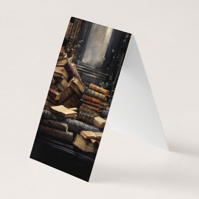 Creepy Bibliotek Folding Bokmärken Bookmarkers Visitkort (Baksida)