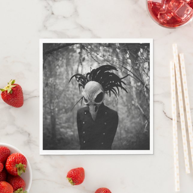 Creepy Bird Skull Halloween Pappersservett (Insitu)