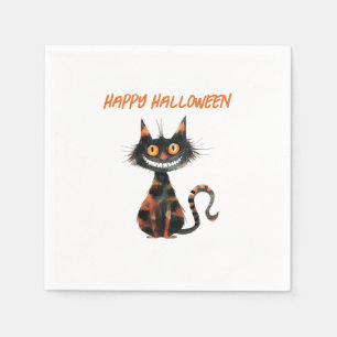 Creepy Black and Orange Cat Halloween Pappersservett