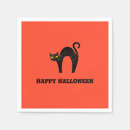 Creepy Black Cat Halloween Pappersservett