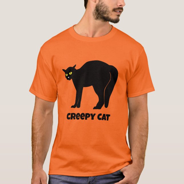 Creepy Black Cat T Shirt (Framsida)