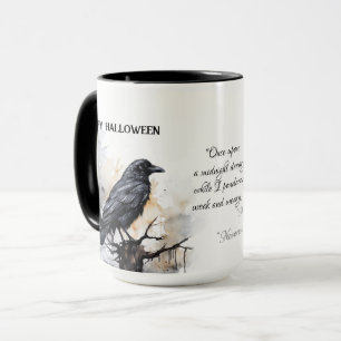 Creepy Black Raven Happy halloween Mugg