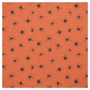 Creepy Black Spiders Patterned on Orange Halloween Tyg