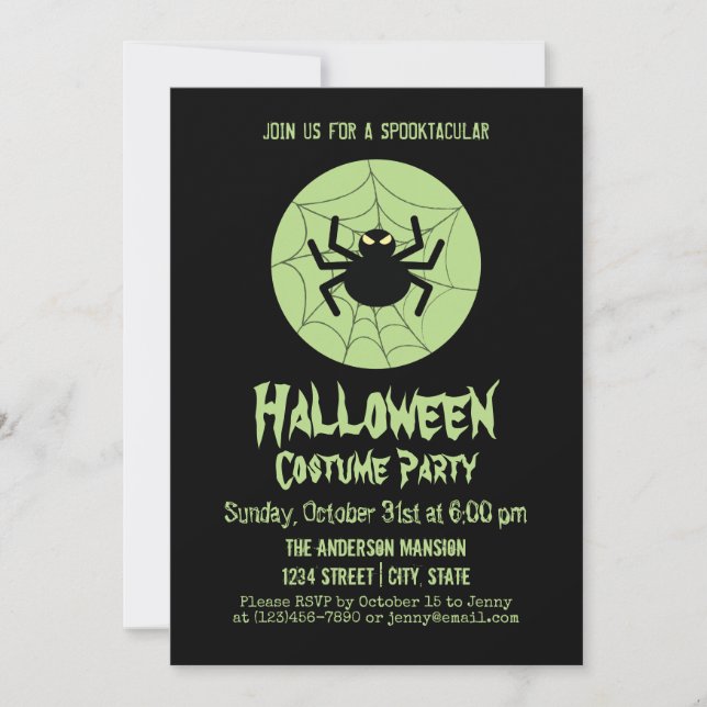 Creepy Black Spindelnät Halloween Costume Party Inbjudningar (Framsida)