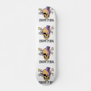 Creepy Blommigt Skull Snake - Halloween Älskare Mini Skateboard Bräda 18,5 Cm