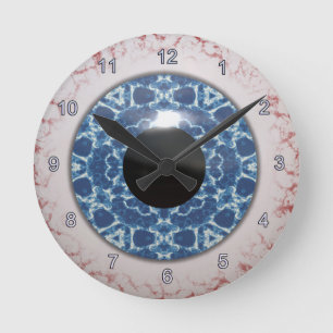 Creepy Blue Eyeball Halloween Roligt Clock Rund Klocka