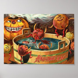 Creepy Bobating Apples Vintage Halloween Art-utskr Poster