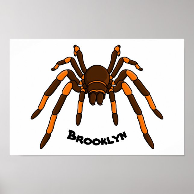 Creepy brown and orange tarantula spider cartoon poster (Framsidan)