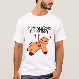 Creepy Brown Black Tecknad Voodoo Doll Halloween T Shirt