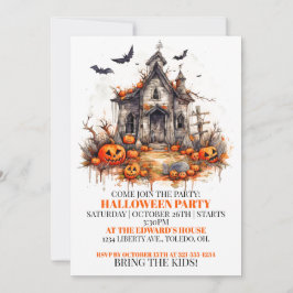 Creepy Cabin Happy halloween Party-inbjudningar Inbjudningar