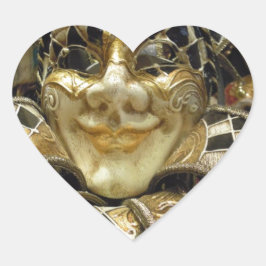 Creepy Carnival Mask Hjärtformat Klistermärke