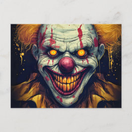 Creepy Carnival Sideshow Clown Illustration Art Vykort