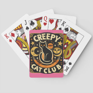 Creepy Cat Club – Retro Mystisk Svart Katt Design Casinokort