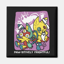 Creepy Cats Halloween Art: Tass-vänlig och vänlig. Magnet