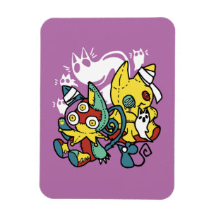 Creepy Cats Halloween Art: Tass-vänlig och vänlig. Magnet