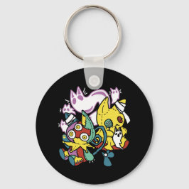 Creepy Cats Halloween Art: Tass-vänlig och vänlig. Nyckelring