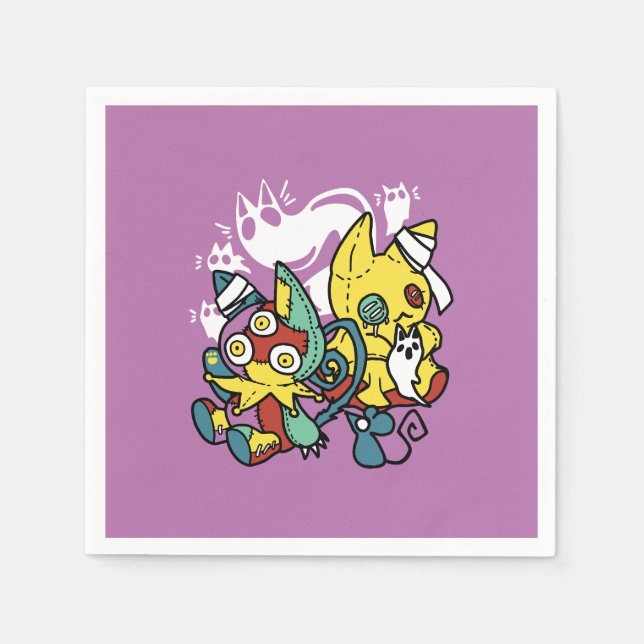 Creepy Cats Halloween Art: Tass-vänlig och vänlig. Pappersservett (Framsidan)