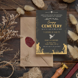 Creepy Cemetery Black och Guld Inbjudningar
