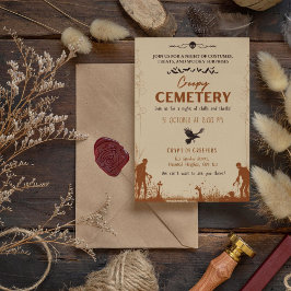 Creepy Cemetery Brown med rökig svart accent Inbjudningar