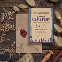 Creepy Cemetery Violet with Peach-Orange Inbjudningar