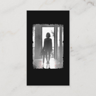 Creepy Chainszawa Girl Horror Mörk Art Visitkort