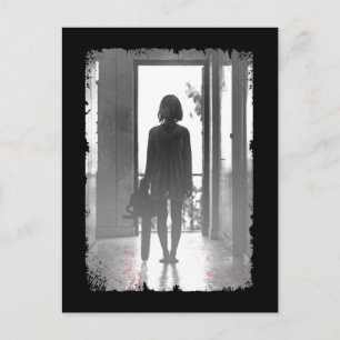 Creepy Chainszawa Girl Horror Mörk Art Vykort