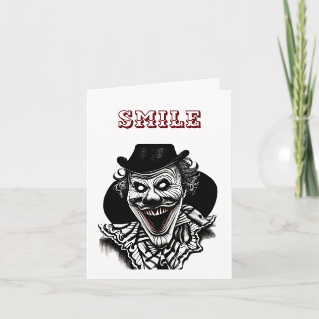 Creepy Circus Clown Halloween Birthday Card Kort (Framsida)