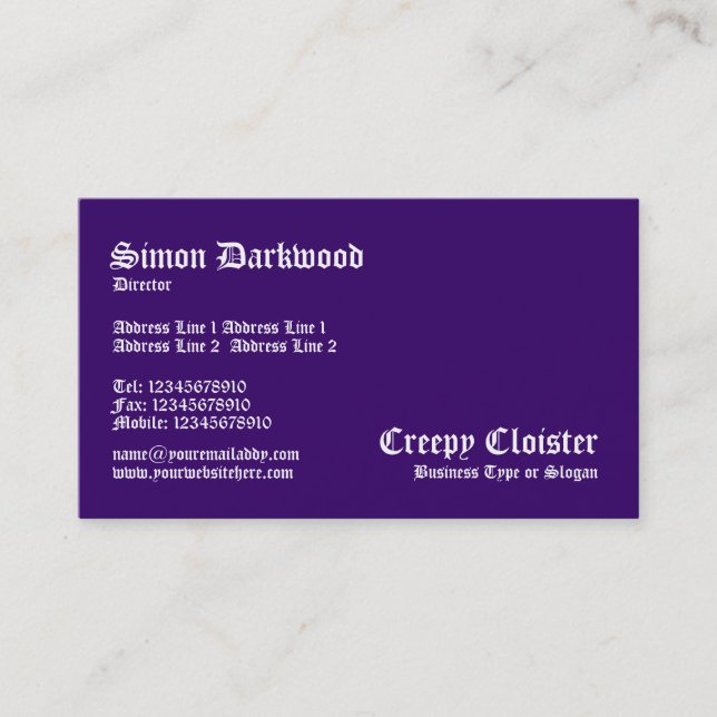 Creepy Cloister - Mörk Violet Visitkort (Framsida)