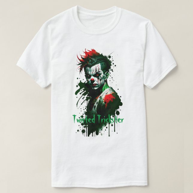 Creepy Clown Bläck Splatter T-Shirt (Design framsida)