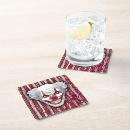 Creepy Clown Carnival Halloween Underlägg Papper Kvadrat