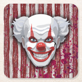 Creepy Clown Carnival Halloween Underlägg Papper Kvadrat
