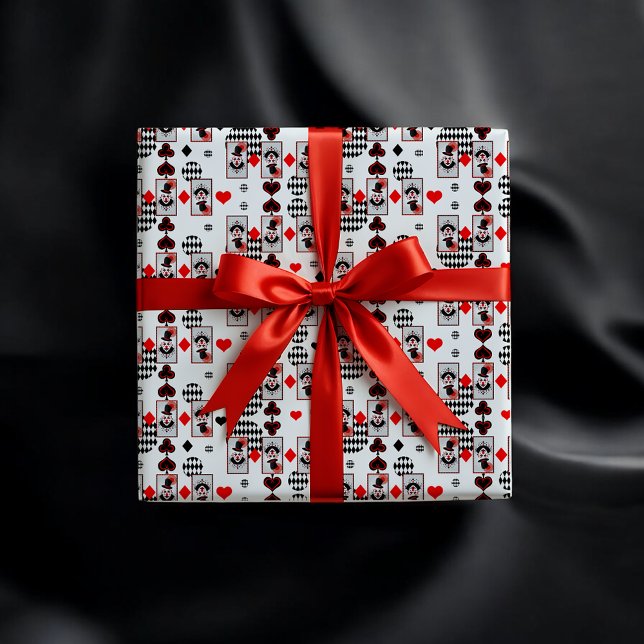 Creepy Clown Circus Horror Halloween Presentpapper (Creepy clown circus gift wrap in red, black and white, perfect for spooky Halloween gifts.)