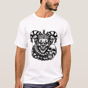 Creepy Clown - Evil Jester med Skull T Shirt