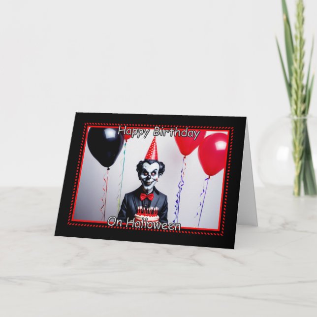 Creepy Clown - Grattis på födelsedagen på Hallowee Kort (Framsida)