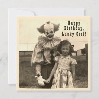 Creepy Clown Vintage Birthday Photo Julkort