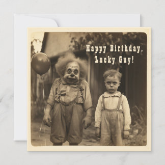 Creepy Clown Vintage Birthday Photo Julkort